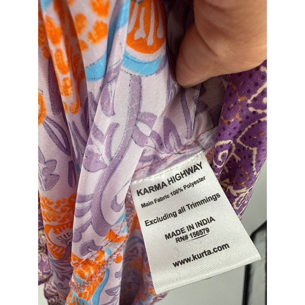 Boho Mixed Paisley Floral Tiered Maxi Dress Purple Pink Tassel Tie Waist Women - Picture 9 of 10